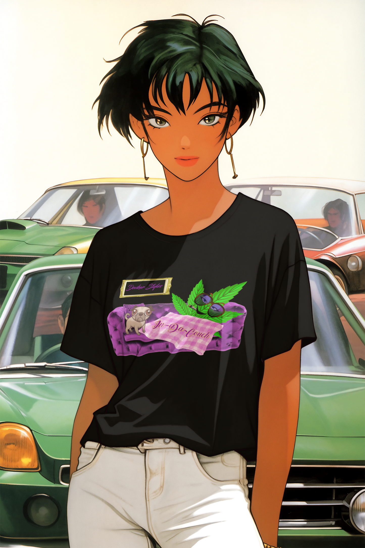 In Da Couch - Green -Women's Off The Shoulder Shirt